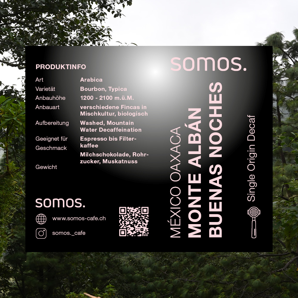 Specialty Coffee aber DECAF, also entkoffeiniert, aus México Oaxaca in Basel von somos café geröstet